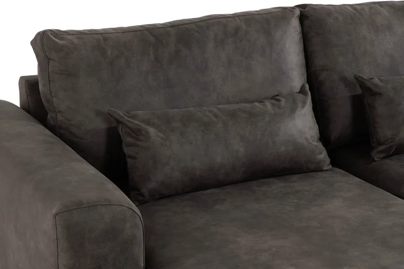 Copenhagen 5-personers Højrevendt U-formet Sofa med Divan og Chaiselong i Kunstlæder - Mørkegrå - Møbler - Sofaer - Lædersofaer