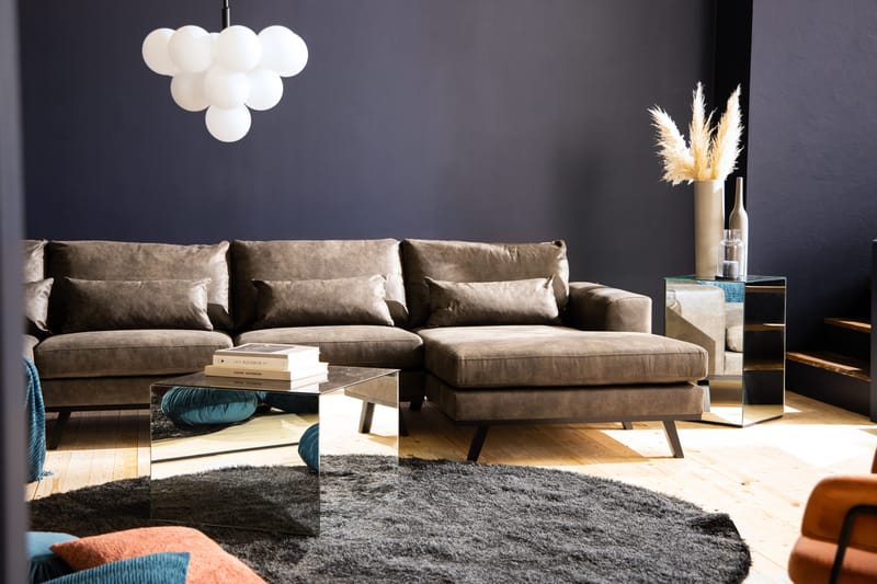 Copenhagen 5-personers Venstrevendt U-formet Sofa med Divan og Chaiselong i Kunstlæder - Mørkegrå - Møbler - Sofaer - Lædersofaer