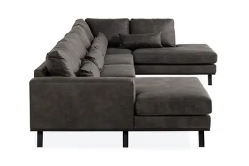 Copenhagen 5-personers Højrevendt U-formet Sofa med Divan og Chaiselong i Kunstlæder - Mørkegrå - Møbler - Sofaer - Lædersofaer