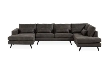 Copenhagen 5-personers Højrevendt U-formet Sofa med Divan og Chaiselong i Kunstlæder - Mørkegrå - Møbler - Sofaer - Lædersofaer