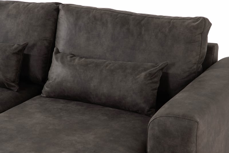 Copenhagen 5-personers Venstrevendt U-formet Sofa med Divan og Chaiselong i Kunstlæder - Mørkegrå - Møbler - Sofaer - Lædersofaer