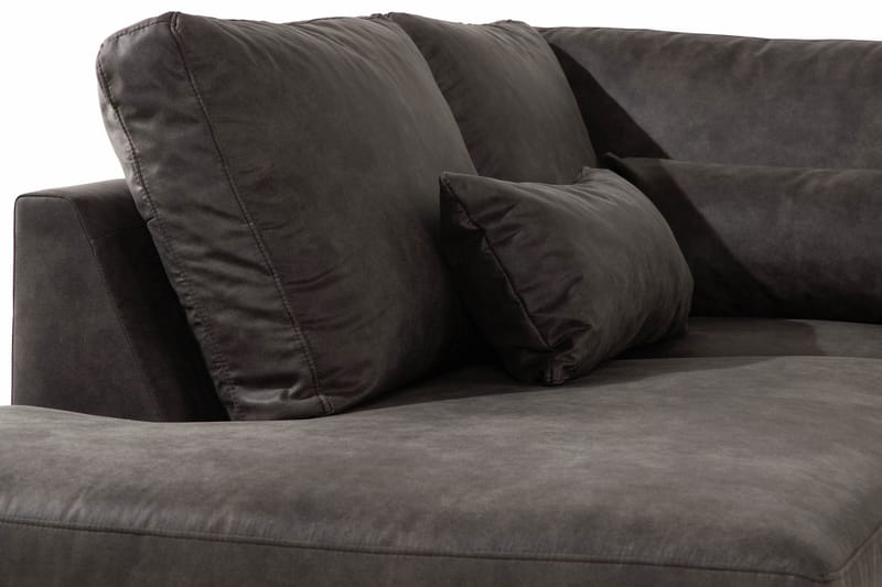 Copenhagen 5-personers Venstrevendt U-formet Sofa med Divan og Chaiselong i Kunstlæder - Mørkegrå - Møbler - Sofaer - Lædersofaer