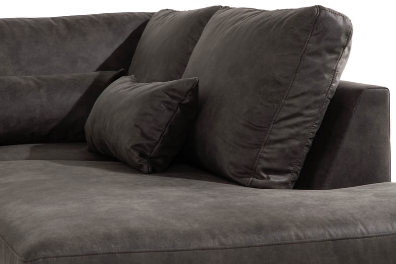 Copenhagen 5-personers Højrevendt U-formet Sofa med Divan og Chaiselong i Kunstlæder - Mørkegrå - Møbler - Sofaer - Lædersofaer