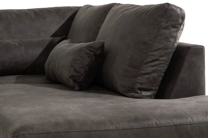 Copenhagen 5-personers Højrevendt U-formet Sofa med Divan og Chaiselong i Kunstlæder - Mørkegrå - Møbler - Sofaer - Lædersofaer