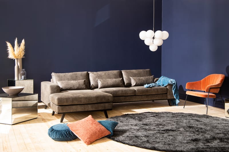 Copenhagen Chaiselongsofa Kunstlæder - Mørkegrå - Sofa med chaiselong - Lædersofaer - 4 personers sofa med chaiselong