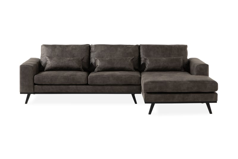 Copenhagen Chaiselongsofa Kunstlæder - Mørkegrå - Sofa med chaiselong - Lædersofaer - 4 personers sofa med chaiselong