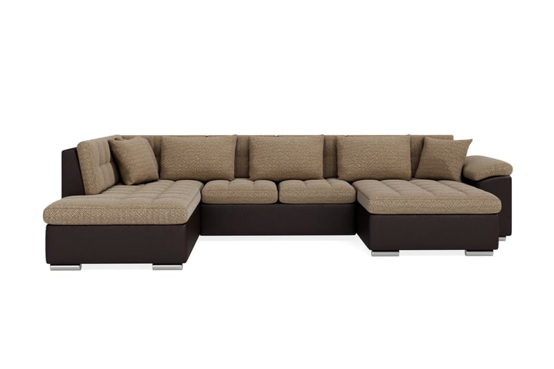 Dynir Hjørnesovesofa Chaiselong med Opbevaring Højre - Beige/Brun - Møbler - Sofaer - Lædersofaer