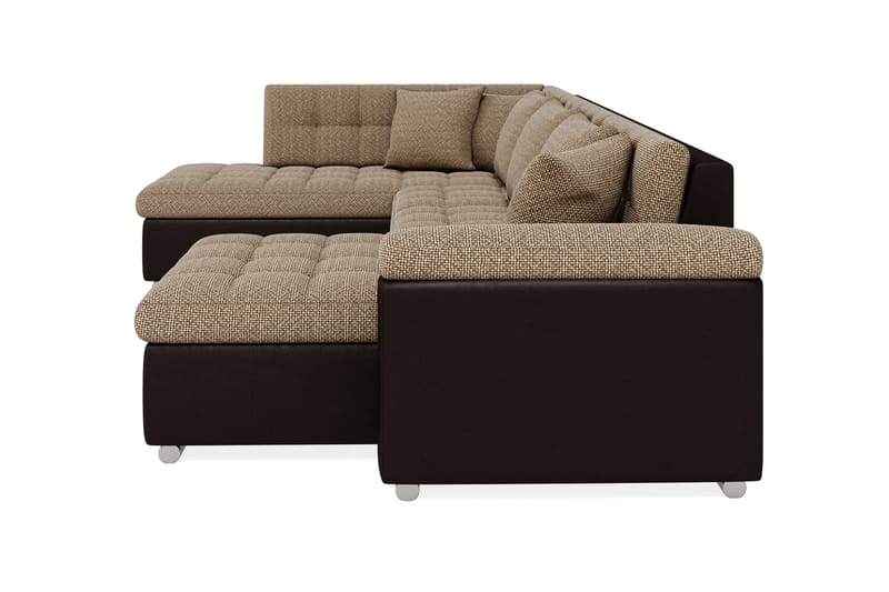 Dynir Hjørnesovesofa Chaiselong med Opbevaring Højre - Beige/Brun - Møbler - Sofaer - Lædersofaer