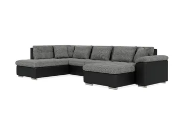 Dynir Stor Hjørnesovesofa Divan med Opbevaring Højre 350 cm - Sort/Grå - Møbler - Sofaer - Lædersofaer