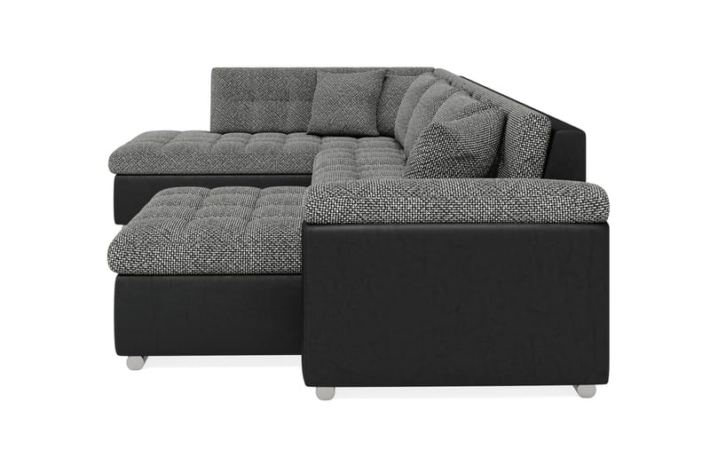 Dynir Stor Hjørnesovesofa Divan med Opbevaring Højre 350 cm - Sort/Grå - Møbler - Sofaer - Lædersofaer