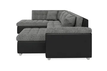 Dynir Stor Hjørnesovesofa Divan med Opbevaring Højre 350 cm - Sort/Grå - Møbler - Sofaer - Lædersofaer