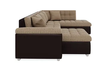 Dynir Stor Hjørnesovesofa Divan med Opbevaring Venstre 350 cm bred - Beige/Brun - Møbler - Sofaer - Lædersofaer