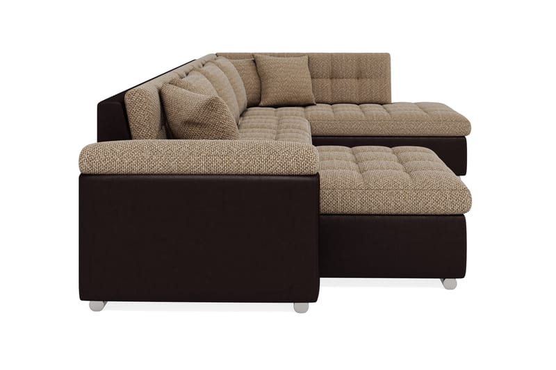 Dynir Stor Hjørnesovesofa Divan med Opbevaring Venstre 350 cm bred - Beige/Brun - Møbler - Sofaer - Lædersofaer