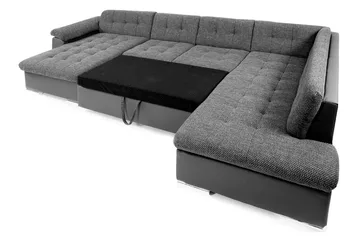 Dynir Stor Hjørnesovesofa Divan med Opbevaring Venstre - Grå/Sort - Møbler - Sofaer - Lædersofaer