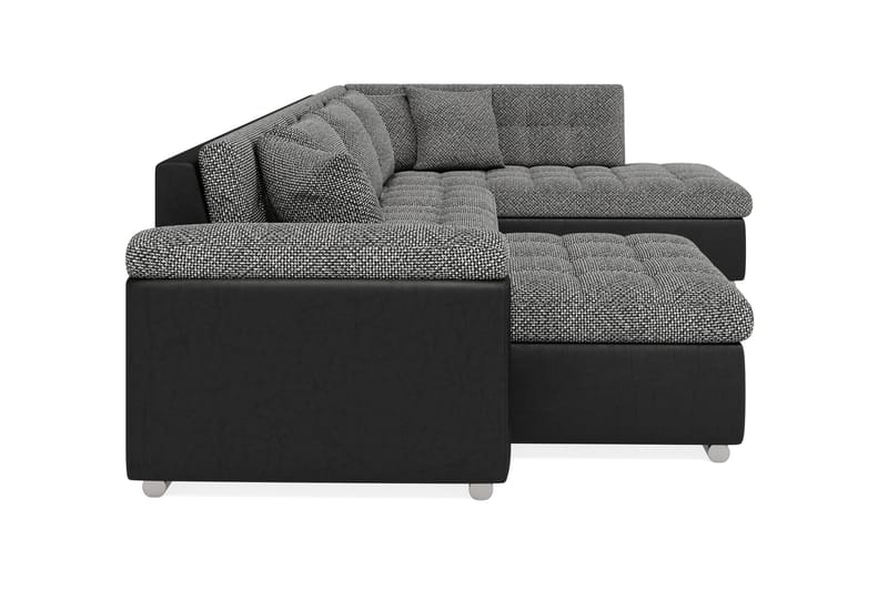 Dynir Stor Hjørnesovesofa Divan med Opbevaring Venstre - Grå/Sort - Møbler - Sofaer - Lædersofaer