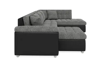 Dynir Stor Hjørnesovesofa Divan med Opbevaring Venstre - Grå/Sort - Møbler - Sofaer - Lædersofaer