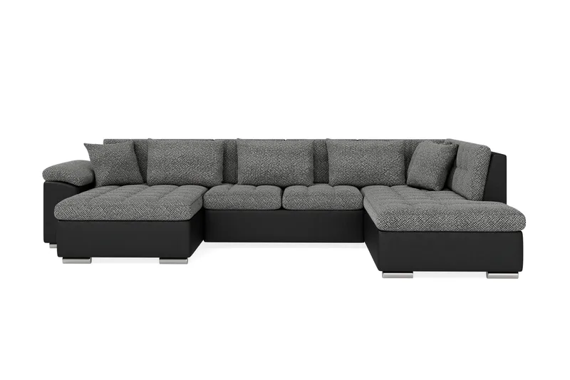 Dynir Stor Hjørnesovesofa Divan med Opbevaring Venstre - Grå/Sort - Møbler - Sofaer - Lædersofaer