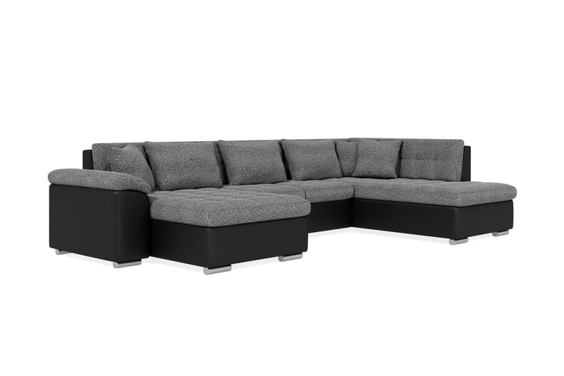 Dynir Stor Hjørnesovesofa Divan med Opbevaring Venstre - Grå/Sort - Møbler - Sofaer - Lædersofaer