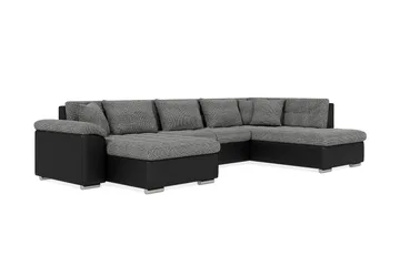 Dynir Stor Hjørnesovesofa Divan med Opbevaring Venstre - Grå/Sort - Møbler - Sofaer - Lædersofaer