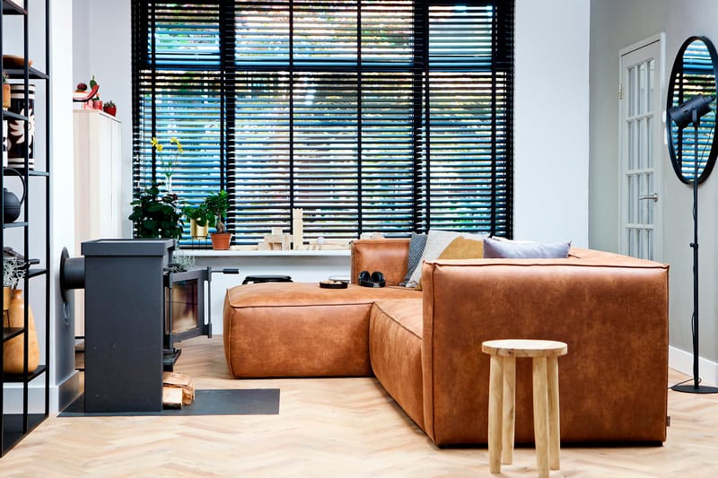 Harlow Divan sofa Venstre Ægte læder - Cognac - Sofa med chaiselong - Lædersofaer