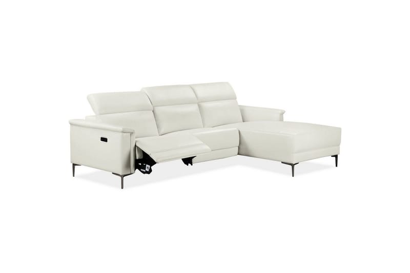 Hjørnesofa 3-personers Lund Creme, PU, Højre elektrisk liggestol - Creme, PU, Højre elektrisk liggestol - Møbler - Sofaer - Lædersofaer