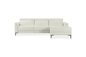 Hjørnesofa 3-personers Lund Creme, PU, Højre elektrisk liggestol - Creme, PU, Højre elektrisk liggestol - Møbler - Sofaer - Lædersofaer