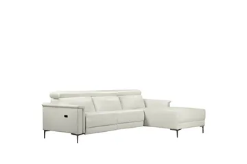 Hjørnesofa 3-personers Lund Creme, PU, Højre elektrisk liggestol