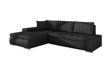 Irja Chaiselong Sovesofa 4-pers Vendbar - Sort - Møbler - Sofaer - Lædersofaer