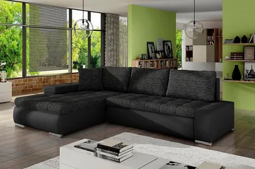 Irja Chaiselong Sovesofa 4-pers Vendbar - Sort - Møbler - Sofaer - Lædersofaer