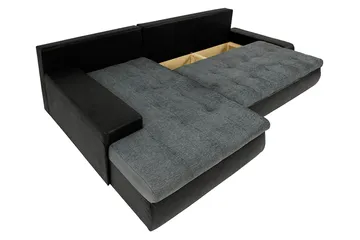 Irja Chaiselong Sovesofa 4-pers Vendbar - Sort - Møbler - Sofaer - Lædersofaer