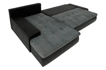 Irja Chaiselong Sovesofa 4-pers Vendbar - Sort - Møbler - Sofaer - Lædersofaer