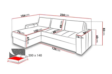 Keisha Sovesofa med diva - Møbler - Sofaer - Sovesofaer - Sovesofa chaiselong