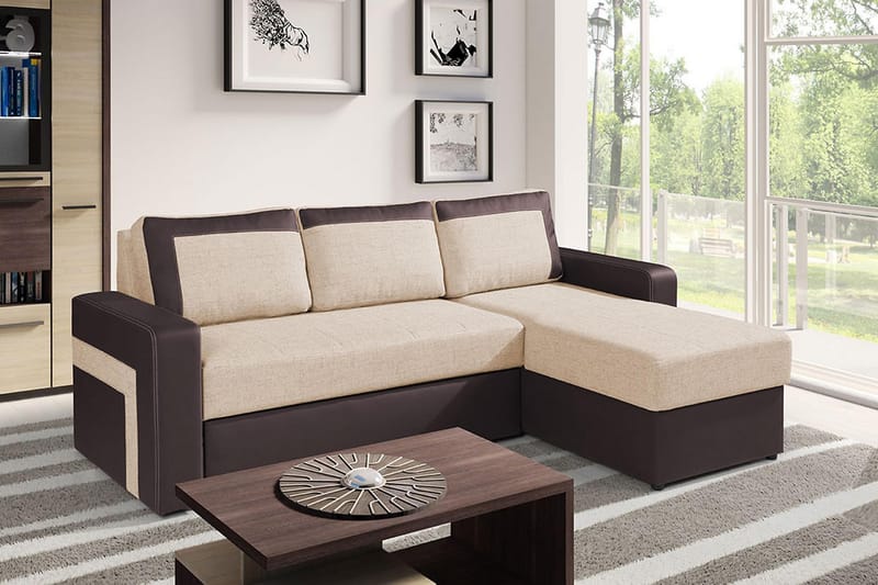 Kold Sovesofa med diva 234x156x82 cm - Møbler - Sofaer - Lædersofaer