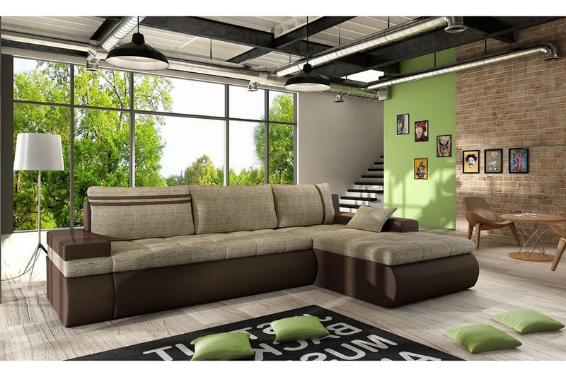 Lavona Chaiselongsovesofa Højre - Beige/Grå - Møbler - Sofaer - Lædersofaer