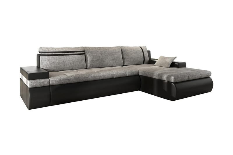 Lavona Chaiselongsovesofa Højre - Grå/Sort - Møbler - Sofaer - Lædersofaer