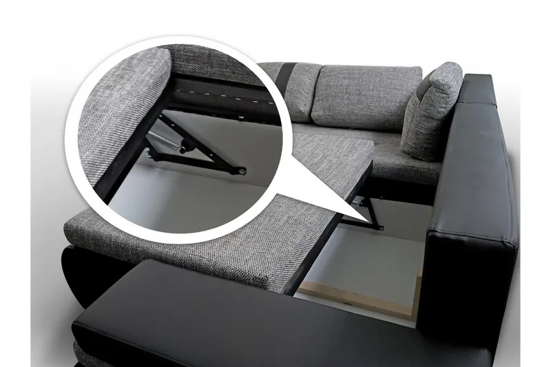 Lavona Chaiselongsovesofa Mini Højre - Mørkegrå/Hvid - Møbler - Sofaer - Lædersofaer