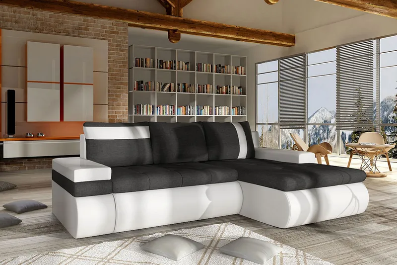 Lavona Chaiselongsovesofa Mini Højre - Mørkegrå/Hvid - Møbler - Sofaer - Lædersofaer