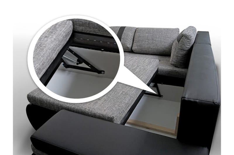 Lavona Chaiselongsovesofa Mini Højre - Sort/Grå - Møbler - Sofaer - Lædersofaer