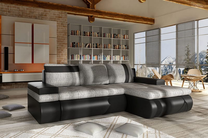 Lavona Chaiselongsovesofa Mini Højre - Sort/Grå - Møbler - Sofaer - Lædersofaer
