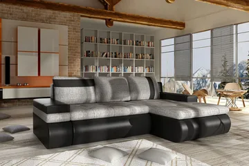 Lavona Chaiselongsovesofa Mini Højre - Sort/Grå - Møbler - Sofaer - Sovesofaer - Sovesofa chaiselong