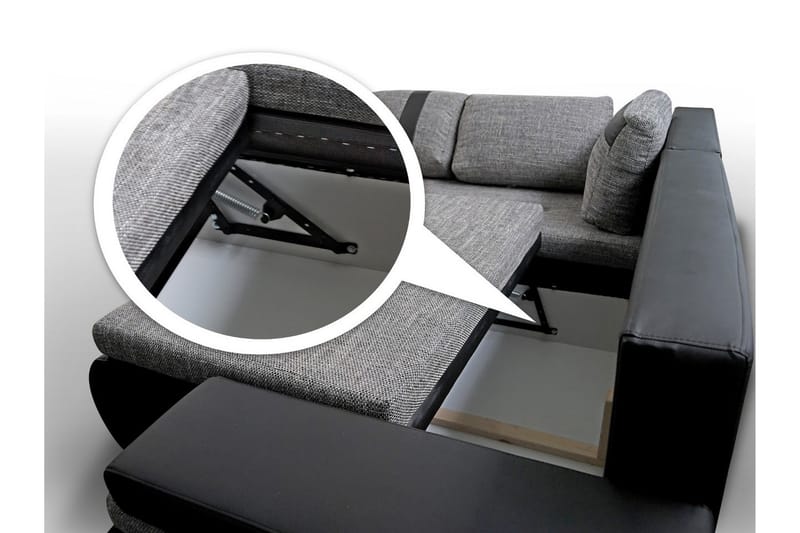 Lavona Chaiselongsovesofa Mini Venstre - Mørkegrå/Hvid - Møbler - Sofaer - Lædersofaer