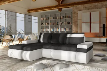 Lavona Chaiselongsovesofa Mini Venstre - Mørkegrå/Hvid - Møbler - Sofaer - Sovesofaer - Sovesofa chaiselong