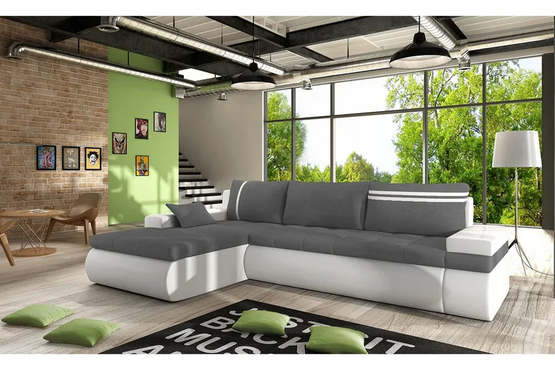 Lavona Chaiselongsovesofa Venstre - Grå/Hvid - Møbler - Sofaer - Sovesofaer - Sovesofa chaiselong