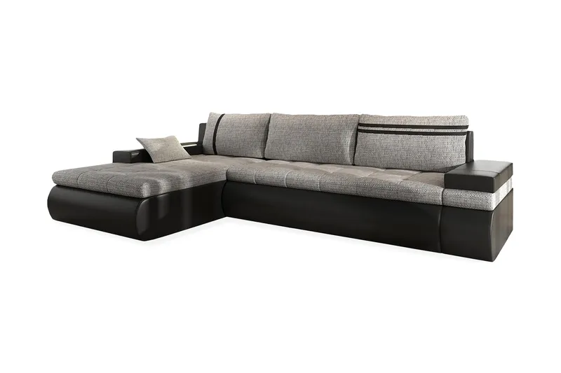 Lavona Chaiselongsovesofa Venstre - Sort/Grå - Møbler - Sofaer - Lædersofaer