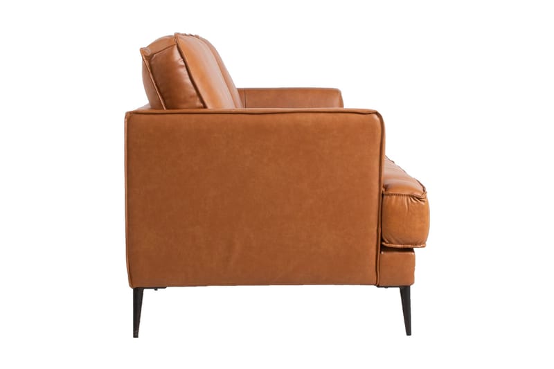 Leo Rektangulær Lædersofa med Smalle Ben 194 cm - Cognac - Møbler - Sofaer - Lædersofaer