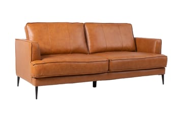 Leo Rektangulær Lædersofa med Smalle Ben 194 cm - Cognac - Møbler - Sofaer - Lædersofaer