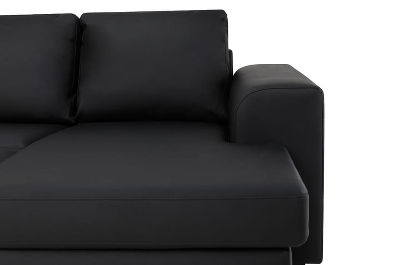 Link 5-personers Venstrevendt U-formet XX-Large Sofa med Divan og Chaiselong i Kunstlæder - Sort - Møbler - Sofaer - Lædersofaer