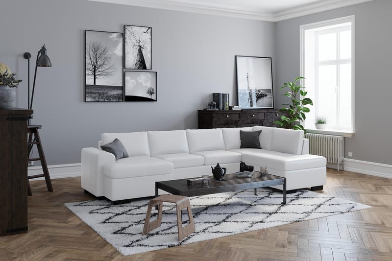 Link 5-personers Højrevendt U-formet XX-Large Sofa med Divan og Chaiselong i Stof - Hvid - Møbler - Sofaer - Lædersofaer