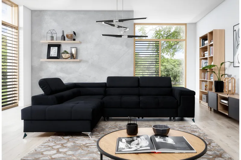 Madalene Sovesofa med chaiselong Venstre, Læder/Grå