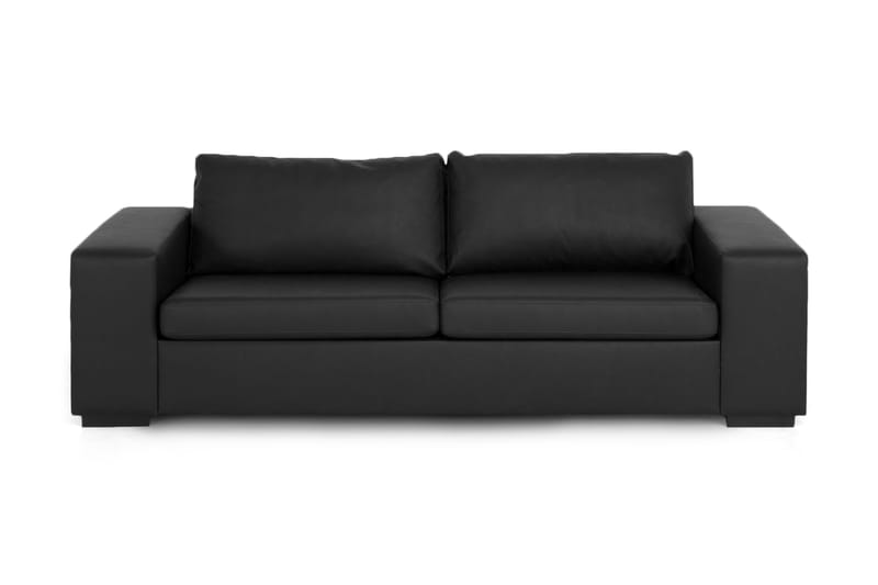 Memphis 3-Personer Kunstlæder - Sort - Lædersofaer - 3 personers sofa